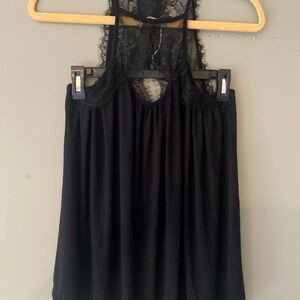 Racer Back Black Lace Detail Camisole